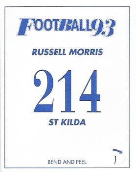 1993 Select AFL Stickers #214 Russell Morris Back